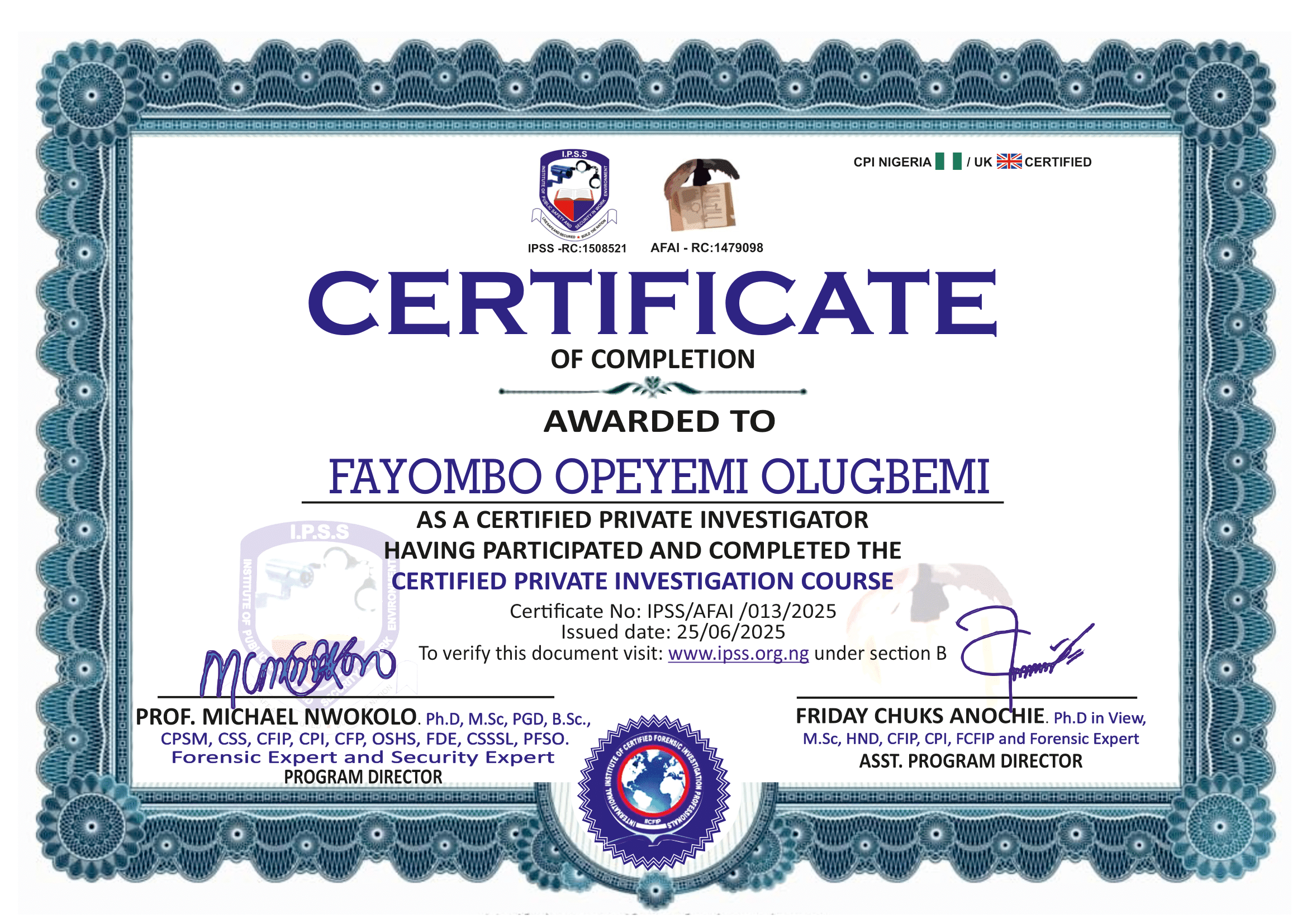 Certificate 13